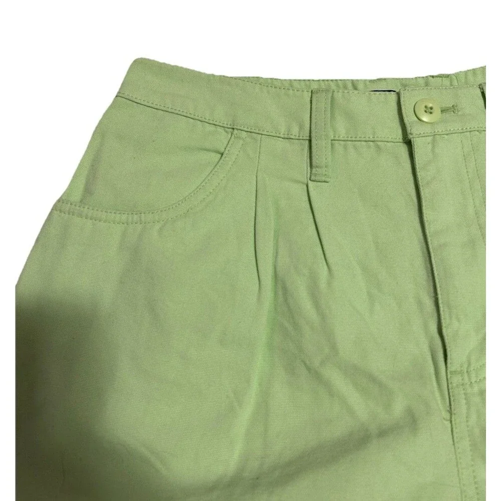 NWT Vans Barnes Canvas Shorts Lime Green High Rise Pleated Skater Boho 28